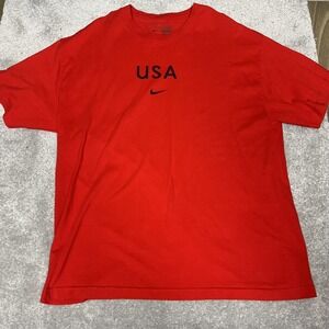 Nike USA Shirt Mens XL Red Graphic Tee Swoosh Logo Short Sleeve Cotton